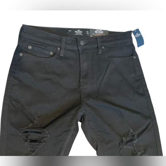 NWT Hollister No Fade Black Distressed Destroyed Athletic Skinny Jeans, 31 X 32 - Picture 6 of 12